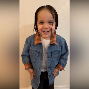 Boys Plaid Patchwork Denim Jacket 🪁🛝🛹💙